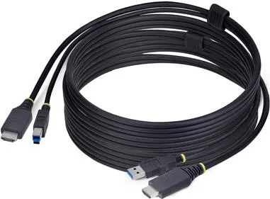 10ft (3m) HDMI und USB KVM Kabel – 4K Unterstützung - HDMI- und USB KVM-Kabel, 3 m lang, unterstützt 4K bei 60 Hz und HDR10, ideal für reibungsloses Multitasking mit Tastatur, Video und Maus.