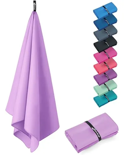 Fit-Flip Microfaser Handtücher - kompakt und leicht – für Reisen, Sport und Strand - Mikrofaser Handtuch schnelltrocknend – als Sauna und Badetuch groß (1x 140x70cm, Pastel Violet)