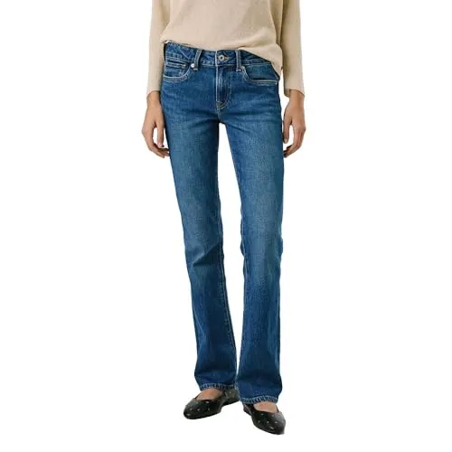 Pepe Jeans Piccadilly Bootcut Jeans - Dunkelblau W27/L32 - Stilvolle Bootcut Jeans mit Regular Waist, 5-Pocket Design und hochwertigem Lederpatch - perfekt für lässige Outfits in jeder Saison.