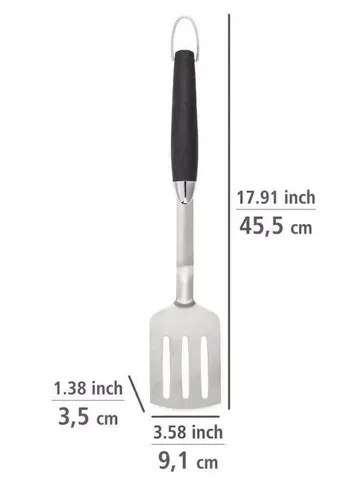 Pfannenwender Grillwender BBQ Zubehör Edelstahl Rostfrei Schwarz Chrom Wenko
