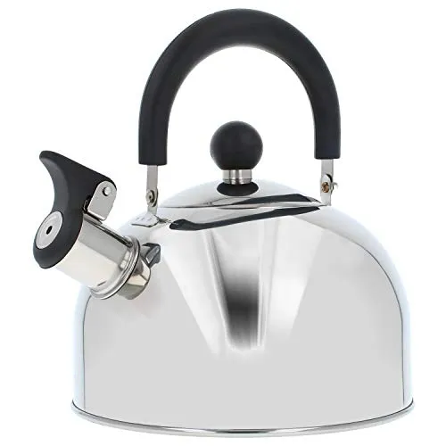 COM-FOUR® Teekessel 2,0 L - Retro Wasserkessel aus rostfreiem Edelstahl - Flötenkessel zum Wasserkochen - Retro Kessel (01 Stück - 2.0 Liter)