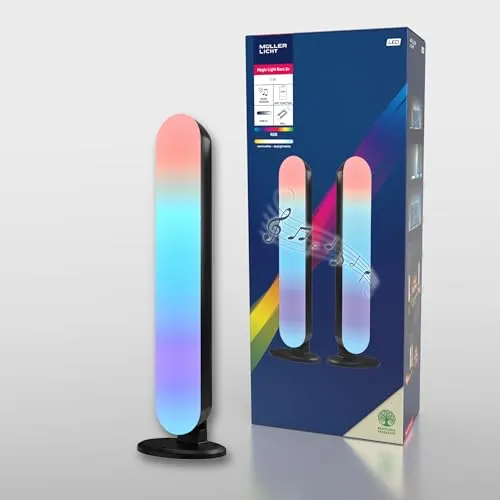 Müller-Licht WLAN 2er Set LED Tischleuchte, Digital-RGB-Technologie und weißveränderlich,mit Musiksensor, per TUYA App steuerbar oder Fernbedienung (inkl.)