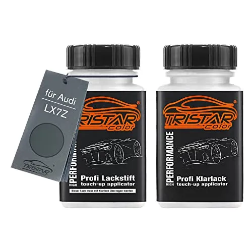 TRISTARcolor Autolack Lackstift Set für Audi LX7Z Delfingrau Metallic Basislack Klarlack je 50ml