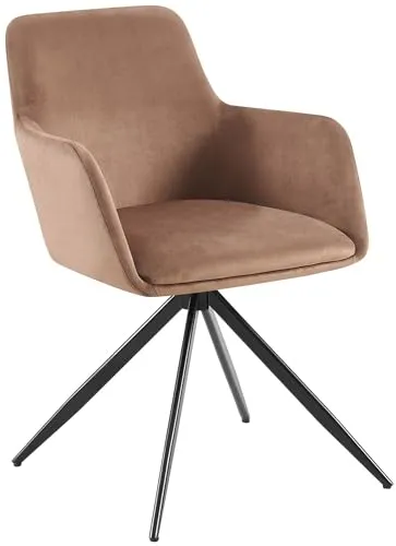 CLP Esszimmerstuhl Olema I Schwenkbarer Polsterstuhl mit Samtbezug - Esszimmerstuhl mit schwenkbarer Funktion für maximalen Komfort und modernes Design. Robustes Gestell aus pulverbeschichtetem Metall, ideal für stilvolle Küchen.