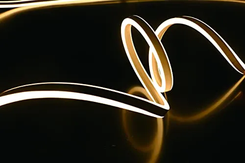 LEDZEIT - Profi Serie - LED Neon Flex Licht Streifen, Lichtschlauch, Außen und Innen, 5m, Warmweiß, 230V, 120LED/M, Wasserdicht IP65, Dimmbar, Kürzbar. Garten, Deko, DIY, LED Strip, Band