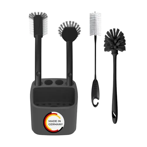 Rival 5-teiliges Küchenhelfer Set mit PBT-Borsten – mit Spülbürste in der Form rund & diskett, Tüllenbürste, Flaschenbürste & Küchencenter (5-teilig) – praktisches Küchen-Set – Spülset für die Küche
