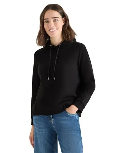 CECIL Damen Sweatshirt XXL schwarz mit Stickerei - Lässiges Sweatshirt von CECIL für Damen in Größe XXL. Mit liebevollem Stickerei-Detail und bequemer Kapuze für entspannten Freizeitstil. Materialmix aus 54% Polyester und 46% Baumwolle sorgt für angenehmen Tragekomfort.