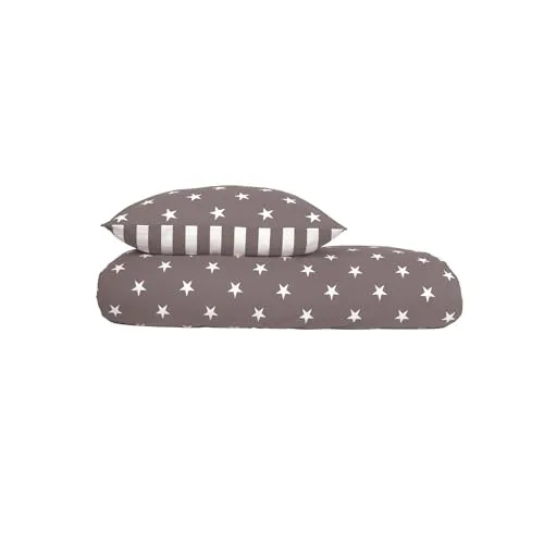Schiesser Fein Biber Wende Bettwäsche Set 2-teilig 155 x 220cm - Bettwäsche-Set für Kinder- und Schlafzimmer, wendbar mit modernem Sternenmuster, aus 100% Baumwolle, pflegeleicht und trocknergeeignet