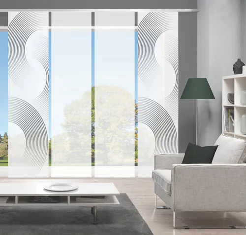 Vision Schiebegardine BEXON, 4er Set, halbtransparent - Gardinen-Set mit flexibler Schiebetechnik, ideal als Sichtschutz oder Raumteiler, in elegantem Grau und pflegeleichtem Polyester.