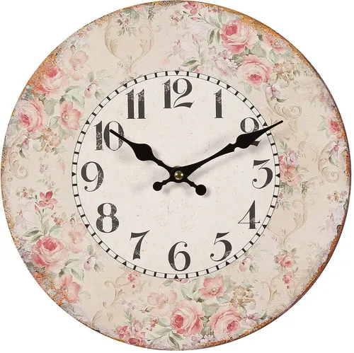 Ambiente Haus Wanduhr Rosen Wanduhr 28cm in pink von Ambiente Haus