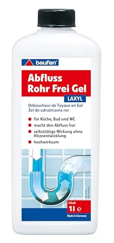 Baufan LAXYL Abfluss-Rohrfrei-Gel 1L - Hochwirksamer Abflussreiniger - Effektives Rohrfrei-Gel für Küche, Bad und WC mit selbsttätiger Wirkung. Ideal zur zuverlässigen Abflussreinigung ohne Hitzeentwicklung.