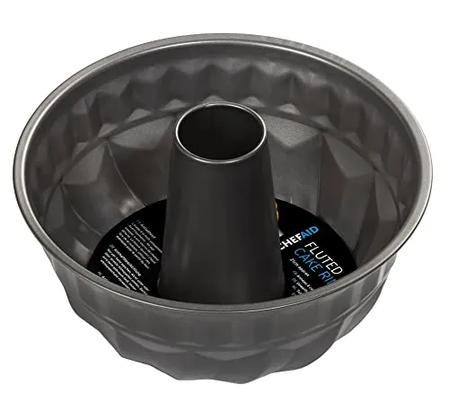Chef Aid Gugelhupfform Ø 22,5 cm Runde Kuchenform aus Stahl mit Antihaftbeschichtung 11,5 cm hoch für Gugelhupf und Marmorkuchen Geeignet für Backofen bis 260 °C Grau