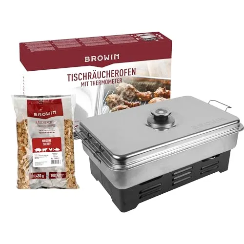 BROWIN® Edelstahl Tischräucher-Set mit Thermometer 330010 von Browin