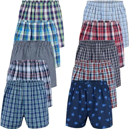 City Life Herren Boxershorts 10er Pack - 100% Baumwolle, Atmungsaktiv & Bequem, S-4XL, Mehrfarbig - Hochwertige Herren Boxershorts aus 100% Baumwolle für ein angenehmes Tragegefühl. Pflegeleicht und trocknergeeignet, bieten sie optimalen Komfort und eine perfekte Passform in S-4XL.