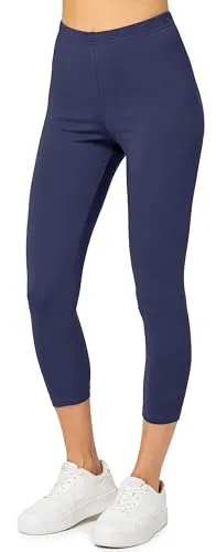 Merry Style Damen Leggings 3/4 aus Baumwolle mit Stretch – Leichte Capri Leggings Damen aus atmungsaktiver, elastischer Baumwolle, ideal für Yoga Sport Freizeit Reisen MS10-199 (Marineblau, XS)