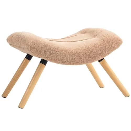 HOMCOM Sitzhocker mit Berberfleece-Stoff - Stilvoller Hocker für Wohnzimmer und Schlafzimmer, belastbar bis 120 kg, bietet ergonomischen Sitzkomfort und vielseitige Nutzung als Fußstütze.
