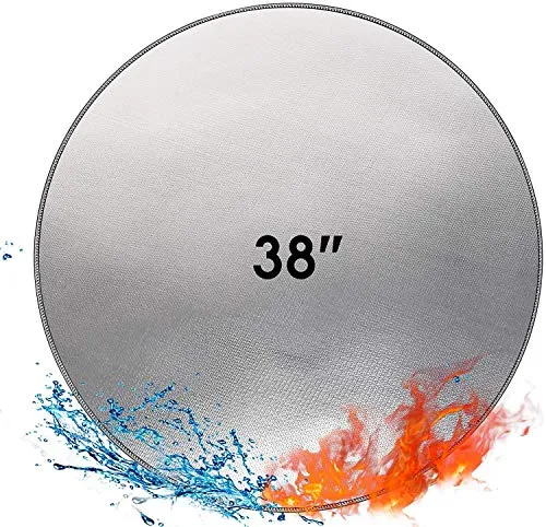 Feuerfeste Matte Unterlage Feuerschale 38 '' Rund Hitzeschutzmatte Feuerfeste BBQ Matte Splatter Protector Pad für Boden,Terrasse, Deck,Rasen,Camping,Faltbare Wasserbeständige Feuerstelle Zubehör