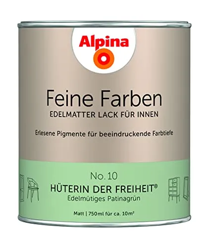 Alpina Feine Farben Lack No. 10 Hüterin der Freiheit® edelmatt 750ml - Lack für den Innenbereich in edelmütigem Patinagrün, ideal für Holz, Metall und Kunststoff – für ein stilvolles, mattes Finish.