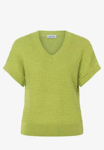 MORE&MORE Rundhalspullover in Pistazie - Legerer Kurzarmpullover Größe 36 - Stylischer Rundhalspullover aus 50% Baumwolle und 50% Polyacryl. Ideal für jede Gelegenheit - casual, business oder sportlich. Pflegeleicht und bequem für den täglichen Einsatz.