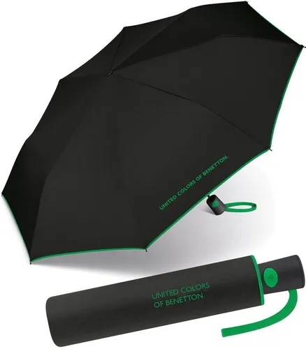 United Colors of Benetton Taschenregenschirm schöner Damen-Regenschirm mit Auf-Automatik, mit Kontrastfarben am Schirmrand