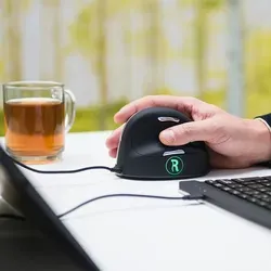 R-GO BRHEMLR - Ergonomische vertikale Maus für Rechtshänder, mit integrierter Pausensoftware und LED-Pausenindikator für gesundes Arbeiten