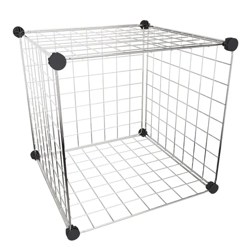 Drahtwürfel Regalsystem 1 Fach Modulregal Gitterwürfel Chrom, 38,5x38,5 cm