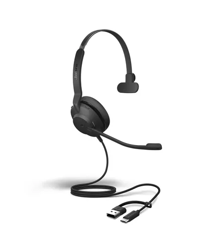 Jabra Evolve2 30 SE - USB-A/USB-C schnurgebundenes Mono Headset für Microsoft Teams - Kopfhörer mit zwei Mikrofonen für klare Anrufqualität und hervorragende Geräuschisolierung - ideal für produktives Arbeiten im Büro oder Homeoffice.