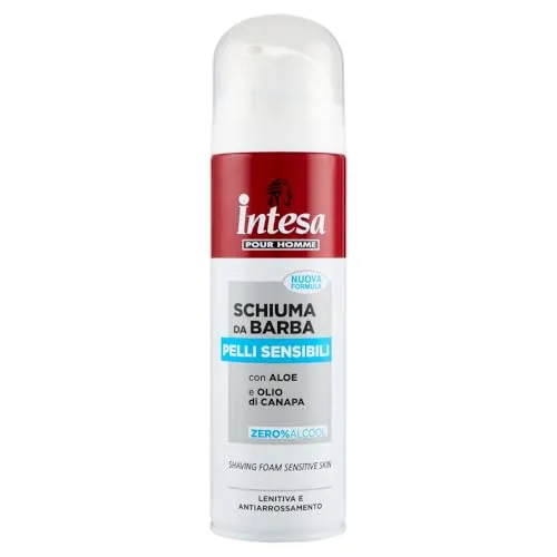 INTESA POUR HOMME | Rasierschaum, Empfindliche Haut, mit Aloe und Hanföl, 300 ml