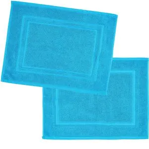 Julie-Julsen Badematte Doppel Rahmen, 50 x 80 cm, türkis, aus 100 % Baumwolle, 2 Stück