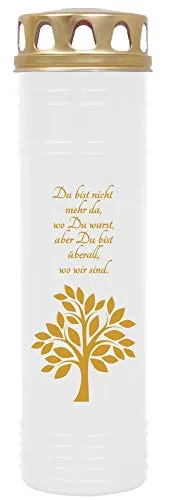HS Candle Grabkerze Grablicht mit Motiv (Baum Gold)