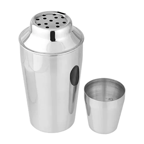 Fackelmann Cocktailshaker 400 ml, Cocktail-Mixer aus Edelstahl, Schüttelbecher für Mixgetränke mit integriertem Sieb, Kappe mit Dosierangabe (Farbe: Silber), Menge: 1 Stück