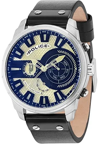 Police Herren Uhr Leicester PL15217JS.04 - Armbanduhr für Herren mit analoger Anzeige, stylischem Lederarmband und 50 m Wasserdichtigkeit – perfekt für modebewusste Männer.