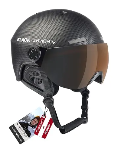 Black Crevice Erwachsene Skihelm Gstaad, schwarz Carbon/Visor orange, 54-57 cm, BCR143921-CO-1