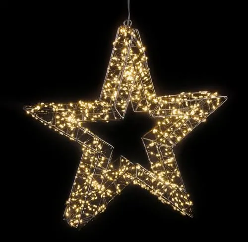 Lunartec Fenster-Deko Weihnachten: 3D-LED-Lichterstern, Firework-Effekt, 960 LEDs, warmweiß, IP44, 38 cm (Fensterdeko Weihnachten, Fensterdekos)