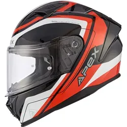 Apex FI100 Valencia Integralhelm - Schwarz/Weiß/Rot/Grau - XS - Hochwertiger Integralhelm mit optimaler Passform, atmungsaktivem Innenfutter und schnellem Visierwechsel. Ideal für sicheres Fahren und hohen Tragekomfort.