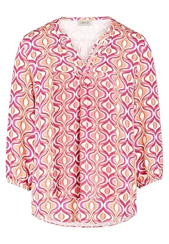Cartoon Damen Blusenshirt mit Muster 40, Pink/Apricot - Blusen & Tuniken für Damen - Trendige Bluse aus 100% Viskose, atmungsaktiv und leicht, ideal für lässige und elegante Looks.