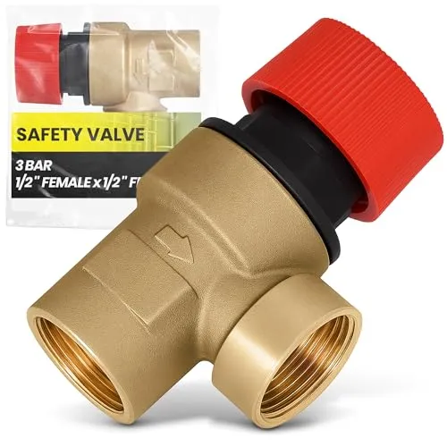Instalguru Sicherheitsventil 1/2'' IG Überdruckventil 3 bar Druckventil Druckentlastung Ventil EPDM Membran Heizung Wasser Trinkwasser Messing Fittings