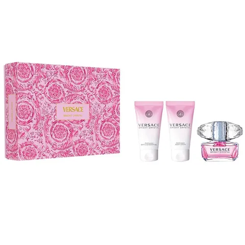 Versace Bright Crystal Geschenkset 50 ml - Parfüm-Geschenkset mit 50 ml Eau de Toilette, Duschgel und Körperlotion. Erleben Sie erfrischende Eleganz und sinnliche Weiblichkeit mit dem delikaten Duft von Granatapfel und Pfingstrose.