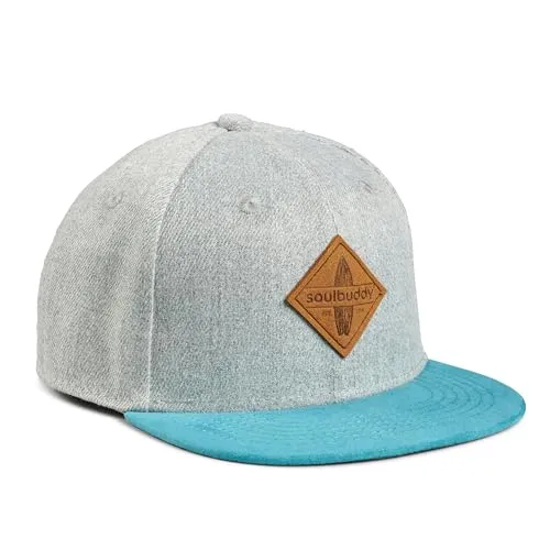 Soulbuddy Kinder Cap – Trendige Schirmmütze für Jungen & Mädchen in Grau-Petrol - Stylische und bequeme Kinder Cap mit verstellbarem Snapback für perfekten Sitz. Ideal für Freizeit und Outdoor-Aktivitäten. Hochwertige Verarbeitung und pflegeleicht – die perfekte Geschenkidee für kleine Abenteurer!