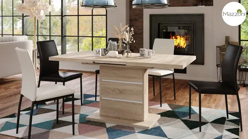 Design Esstisch Piano - Ausziehbar von 120 bis 200 cm - Esstisch mit Synchronauszug für flexible Nutzung, stilvolles und zeitloses Design, ideal für jeden Raum.