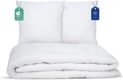 Livessa Bettdecke 200x200cm mit 2er Set Kissen 80x80cm - Ganzjahresdecke für optimalen Schlafkomfort - Bettdecken für alle Jahreszeiten, 300 g/m² Füllung, Oeko-Tex zertifiziert, weich und atmungsaktiv – ideal für ein gesundes Schlafgefühl.