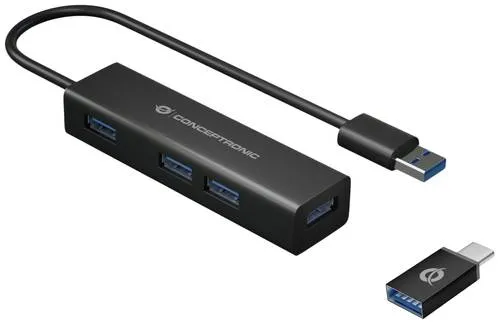Conceptronic HUBBIES06B 4 Port USB 3.2 Gen 1-Hub (USB 3.0) Schwarz