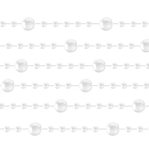 Ruhhy Perlengirlande Perlenkette für Weihnachtsbaum Weihnachtsbaumkette Perlenschnur Weiße Perlen DIY 5m 22499