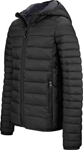 Leichte Steppjacke Kapuze - Farbe: Black - Größe: M