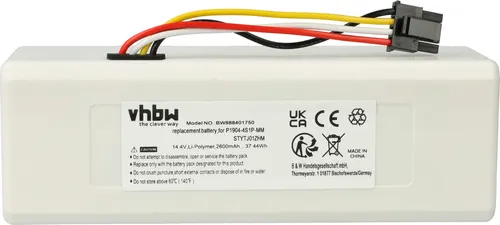 vhbw Akku kompatibel mit Xiaomi Roborock Q5+, Q52, E4 E452-00, E5 E552-00, E5, E4 E402-00, Q5, E5 E502-00 Saugroboter (2600 mAh, 14,4 V, Li-Ion)