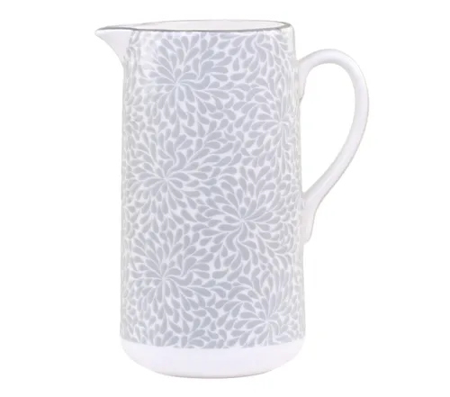 Krug Retro Muster grau Steingut Geschirr Kanne Karaffe Chic Antique 1,1 L