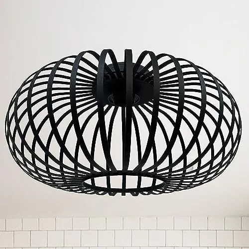 bamyum Vertigo Cage Ceiling Light Ø40 cm - Moderne Deckenlampe Schwarz - Deckenleuchte im industriellen Design, ideal für Wohnzimmer und Küchen. Robuste Metallkonstruktion mit E27 Fassung, kompatibel mit LED und dimmbar für individuelle Lichtstimmungen.