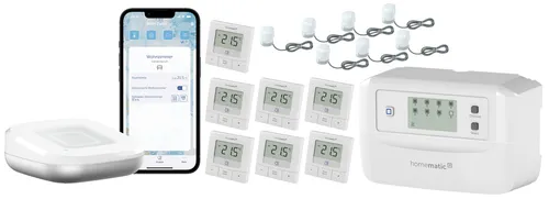 HOMEMATIC IP Starterset Fußbodenheizung für 7 Räume – Intelligente Heizungssteuerung - Optimieren Sie Ihre Fußbodenheizung mit dem HOMEMATIC IP Starterset! Intuitive App-Steuerung, präzise Wärmeregulierung und individuelle Anpassung für maximalen Wohnkomfort und Energieeffizienz.
