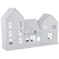 Häuserzeile Teelichthalter Calibri weiß B 29cm - Scandi Chic Deko