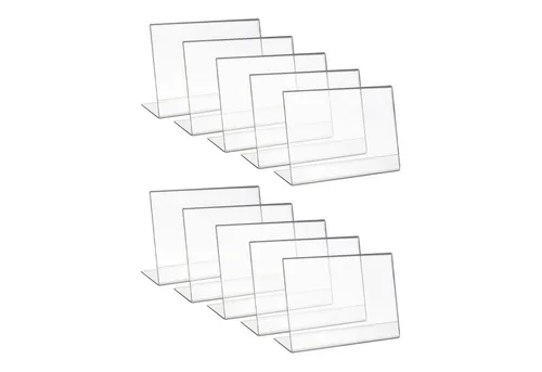 HMF Bilderrahmen 4693 Acryl Tischaufsteller schräg, für 1 Bilder (10 St), L-Ständer DIN A4 Querformat, Glasklar